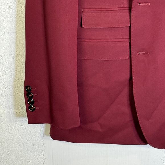 Tayion Collection Mens Classic-Fit Plaid Suit Jacket Red 42R $360 - Picture 5 of 10